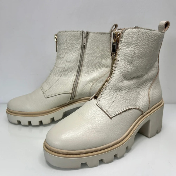 Antonio de Faria Lola Cream White Leather Lugged Sole Chelsea Boot Size 8 - Picture 4 of 12